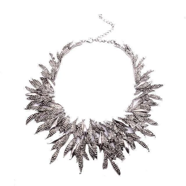 Leaf Metal Vintage Statement Necklaces, Maxi Collar