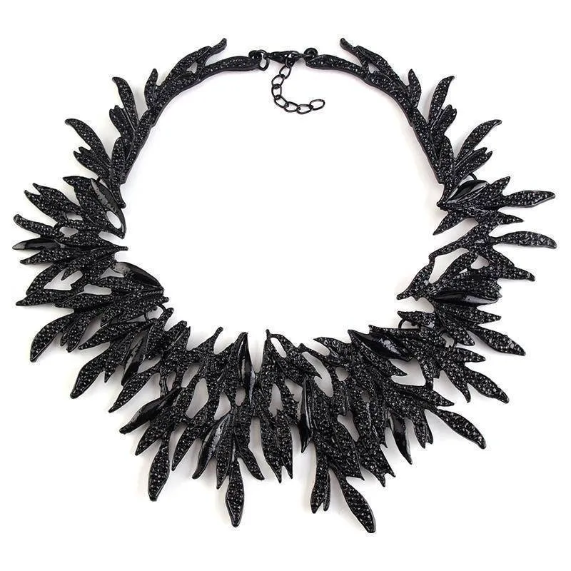 Leaf Metal Vintage Statement Necklaces, Maxi Collar