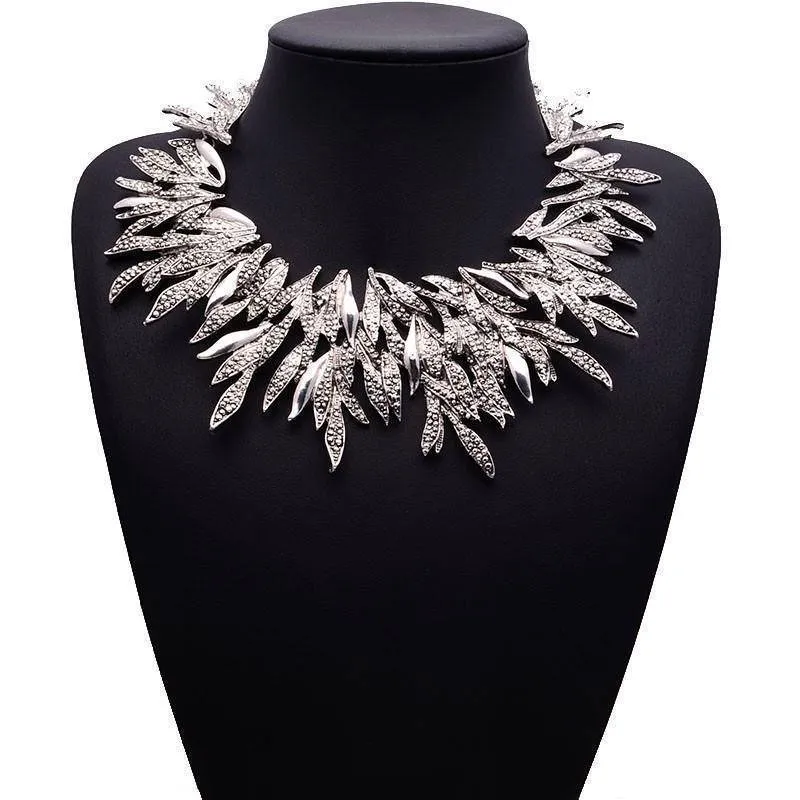 Leaf Metal Vintage Statement Necklaces, Maxi Collar
