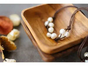Leather and Pearl Cluster necklace