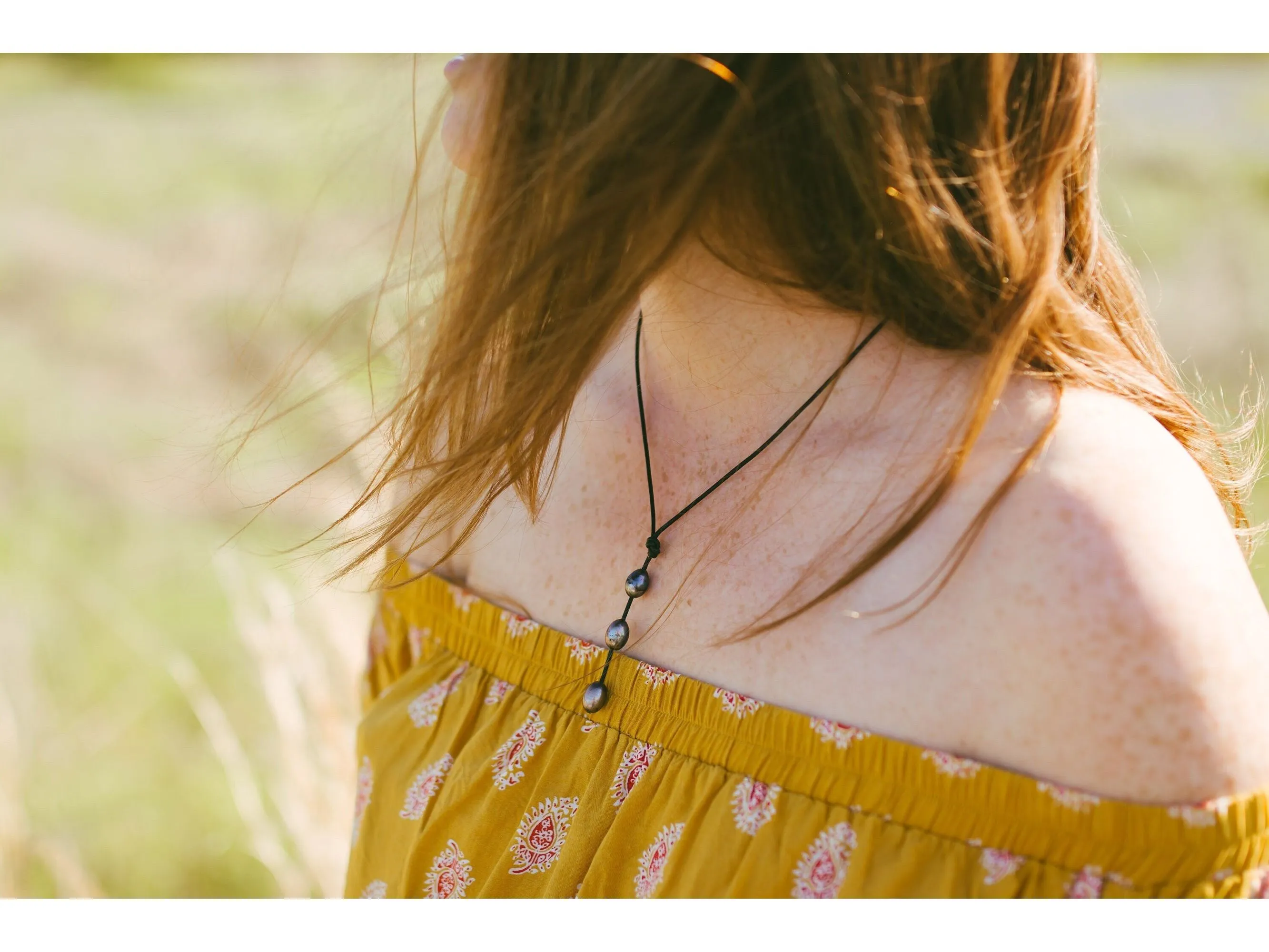 Leather Pearl lariat Y necklace