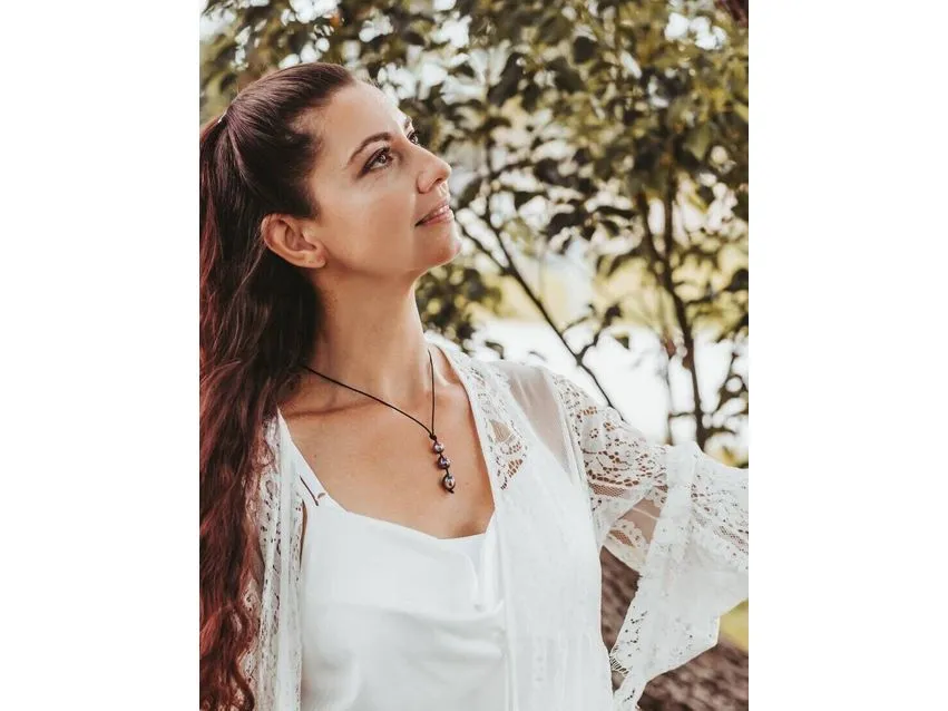 Leather Pearl lariat Y necklace