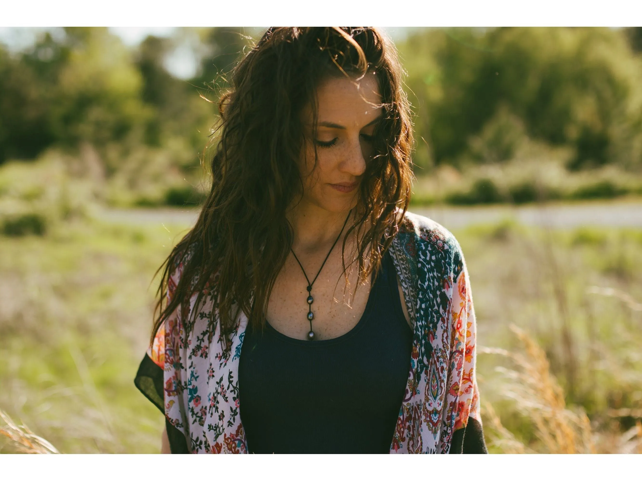 Leather Pearl lariat Y necklace
