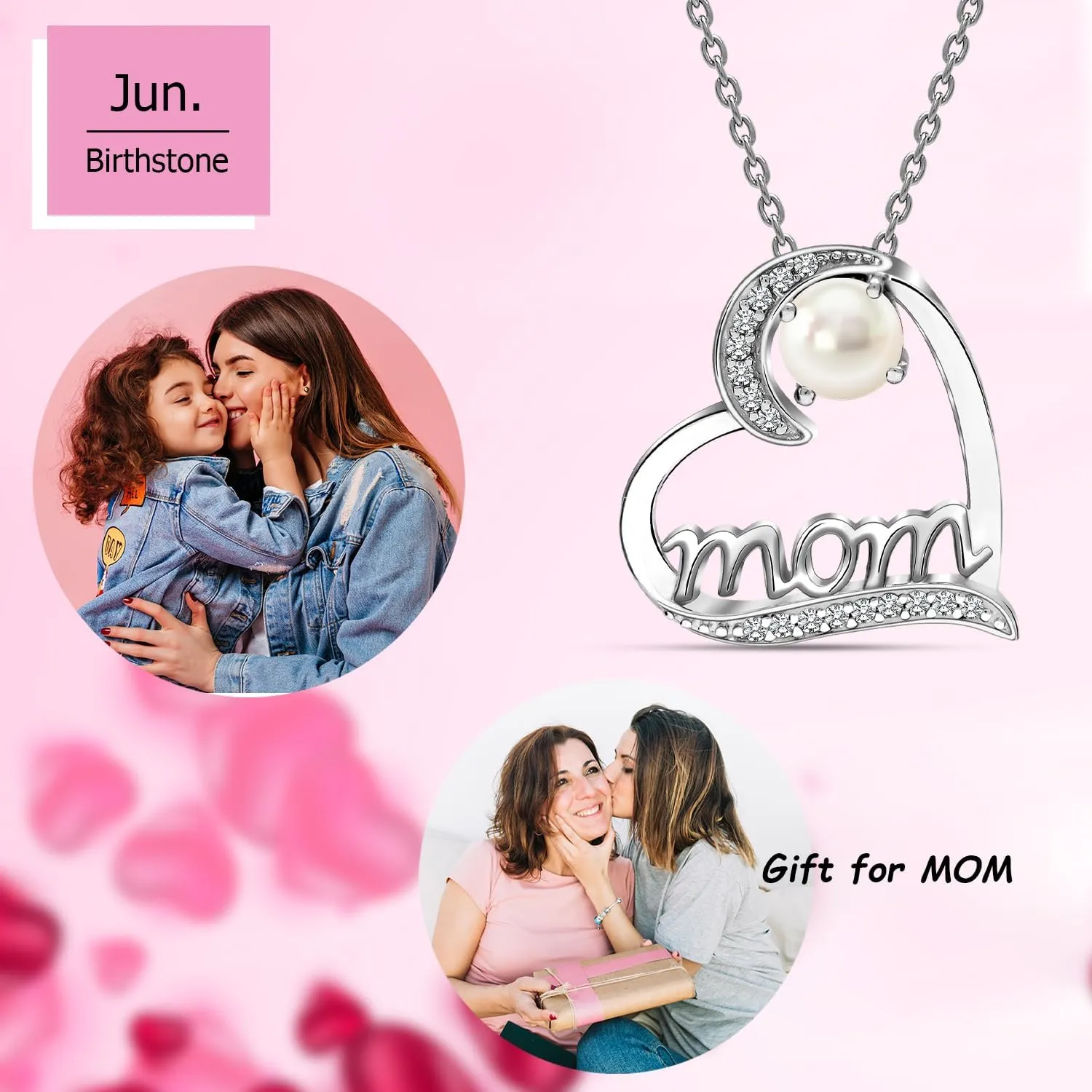 LeCalla 925 Sterling Silver Birthstone Necklace for Women | Love Heart Pendant Necklace Jewelry | CZ Heart Necklace Gifts for Mom Daughter Christmas Birthday