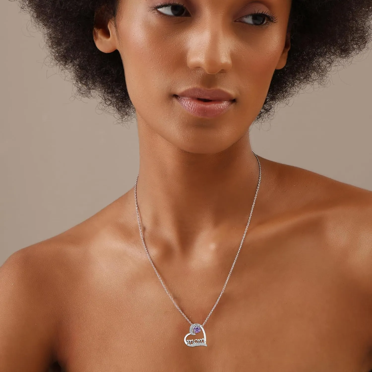 LeCalla 925 Sterling Silver Birthstone Necklace for Women | Love Heart Pendant Necklace Jewelry | CZ Heart Necklace Gifts for Mom Daughter Christmas Birthday
