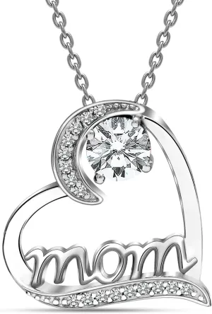 LeCalla 925 Sterling Silver Birthstone Necklace for Women | Love Heart Pendant Necklace Jewelry | CZ Heart Necklace Gifts for Mom Daughter Christmas Birthday
