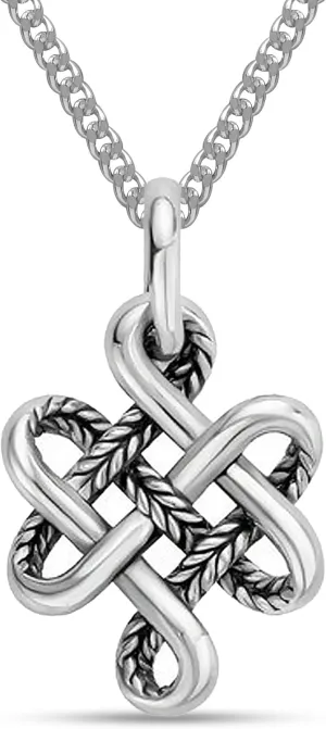 LeCalla 925 Sterling Silver Knot Pendant Necklace for Women | CZ Infinity Celtic Knot Heart Shaped Necklace | Graduation Birthday Gifts for Anniversary