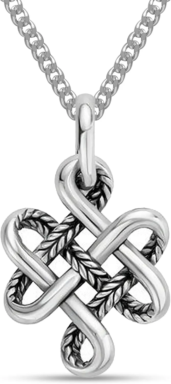 LeCalla 925 Sterling Silver Knot Pendant Necklace for Women | CZ Infinity Celtic Knot Heart Shaped Necklace | Graduation Birthday Gifts for Anniversary