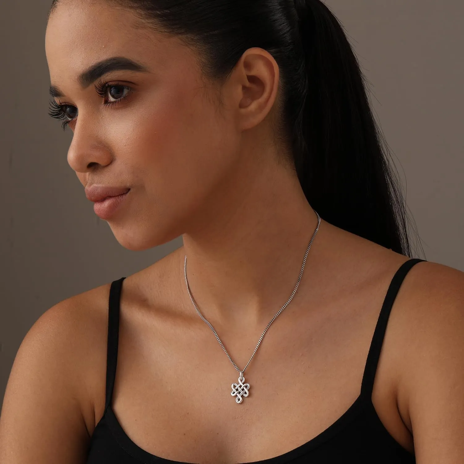 LeCalla 925 Sterling Silver Knot Pendant Necklace for Women | CZ Infinity Celtic Knot Heart Shaped Necklace | Graduation Birthday Gifts for Anniversary