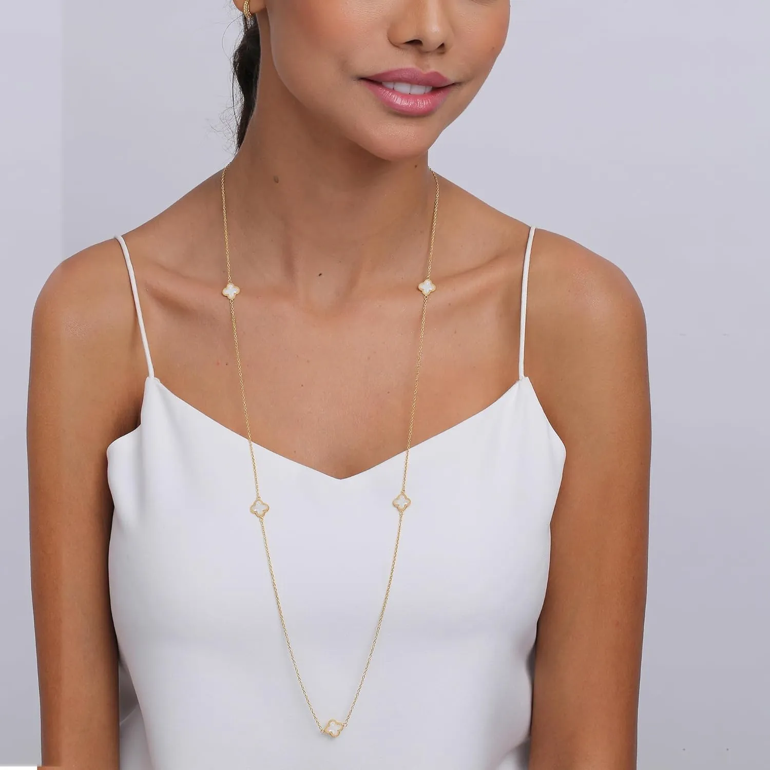 LeCalla Pendant Necklaces for Women | 925 Sterling Silver 14K Gold-Plated Antique Mother of Pearl, Heart & Clover Necklaces | Jewelry Gifts for Mothers Day & Special Occasions