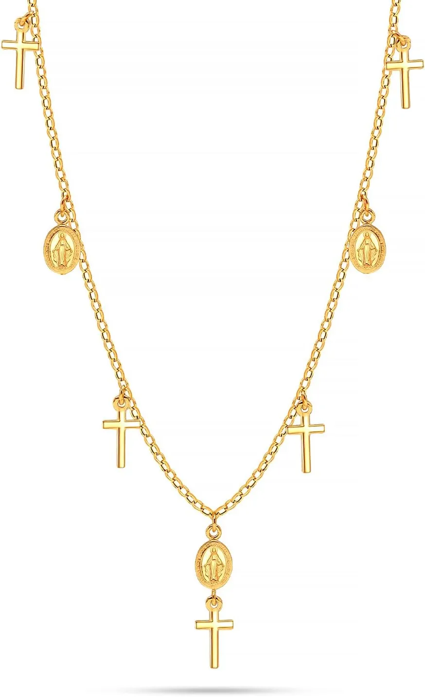 LeCalla Solid 925 Sterling Silver Cross Pendant Necklace | Adjustable Chain Necklace | Religious Necklace Pendant for Women