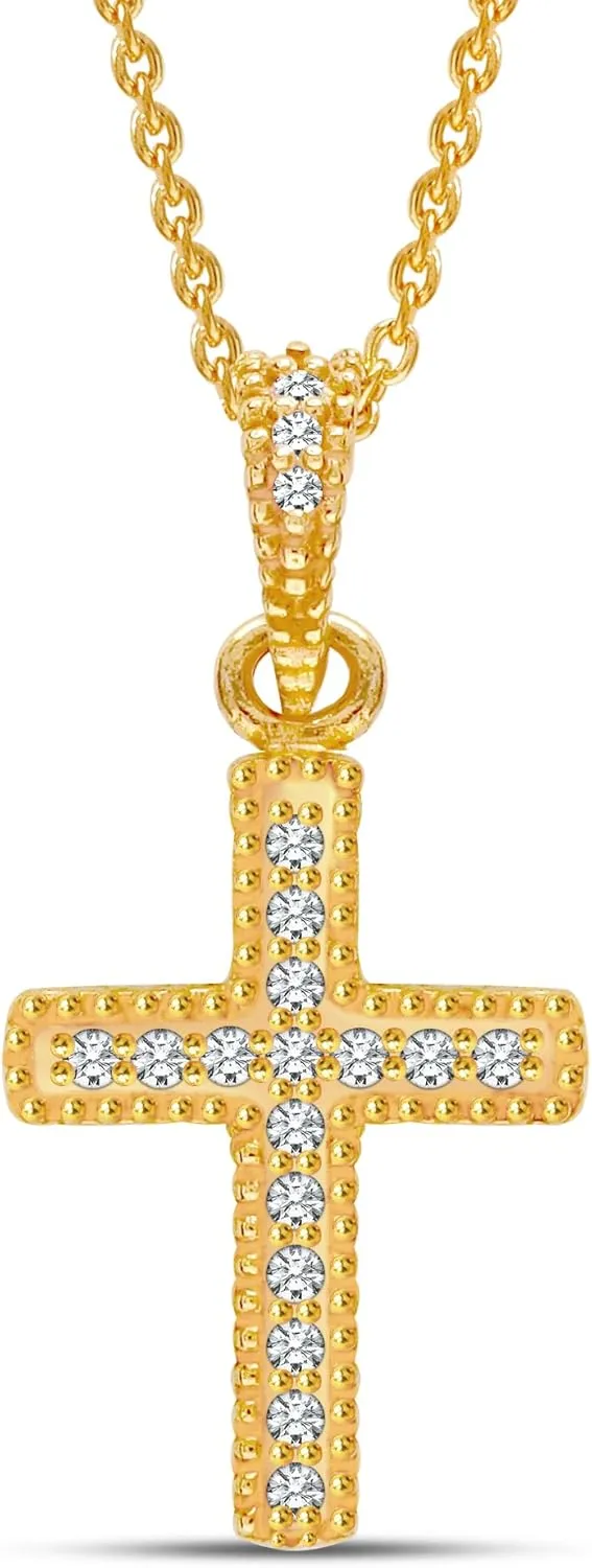 LeCalla Solid 925 Sterling Silver Cross Pendant Necklace | Adjustable Chain Necklace | Religious Necklace Pendant for Women