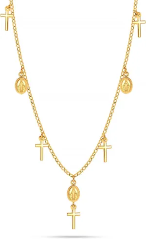 LeCalla Solid 925 Sterling Silver Cross Pendant Necklace | Adjustable Chain Necklace | Religious Necklace Pendant for Women