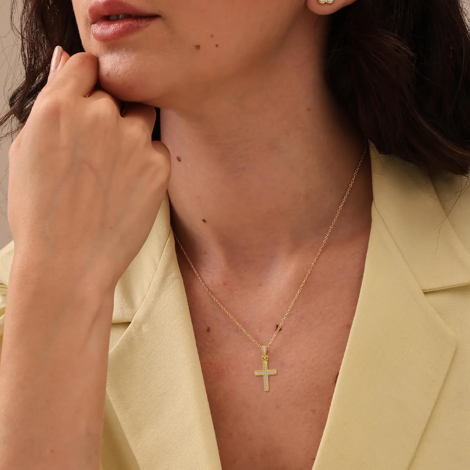 LeCalla Solid 925 Sterling Silver Cross Pendant Necklace | Adjustable Chain Necklace | Religious Necklace Pendant for Women