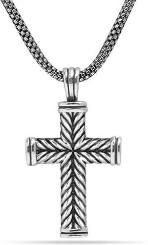 LeCalla Solid 925 Sterling Silver Cross Pendant Necklace | Adjustable Chain Necklace | Religious Necklace Pendant for Women