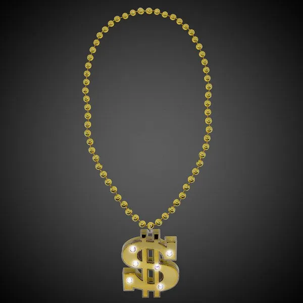 LED Gold Dollar Sign Necklace