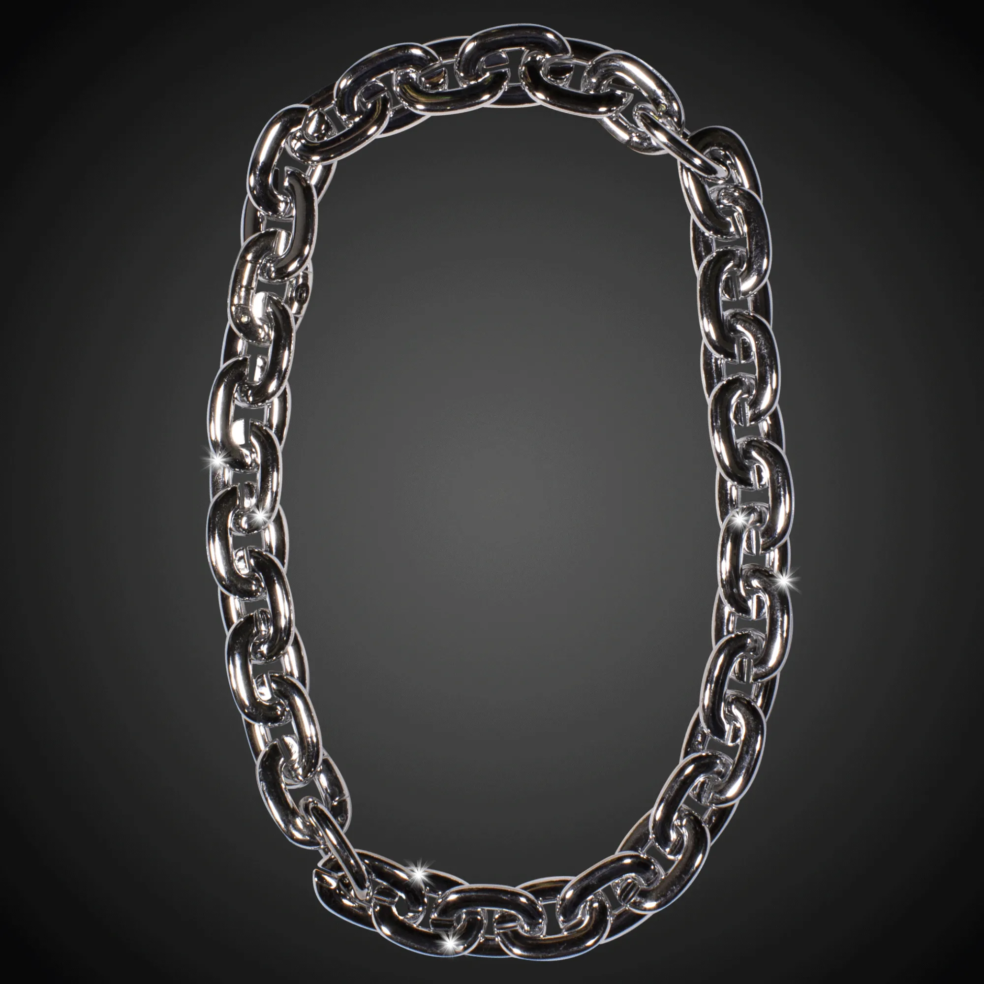 LED Light Up Flashing Silver Chain Link Necklace