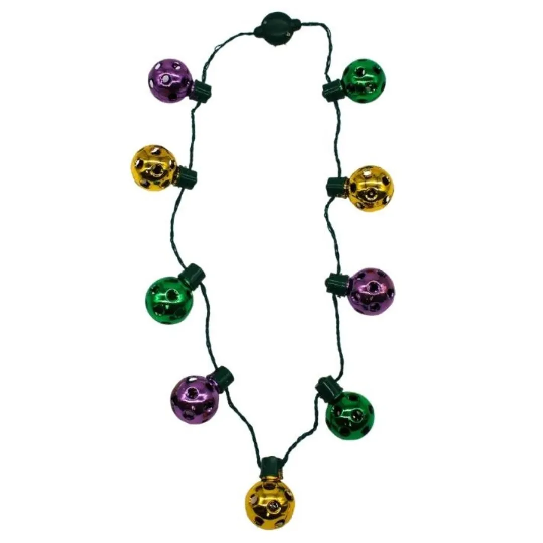LED Mardi Gras Disco Ball Necklace with 9 Balls (Each)