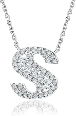 Letter A-Z Initial Necklace for Women 925 Sterling Silver Moissanite Created Diamond Pendant Charm Necklaces Fashion Jewelry for Her