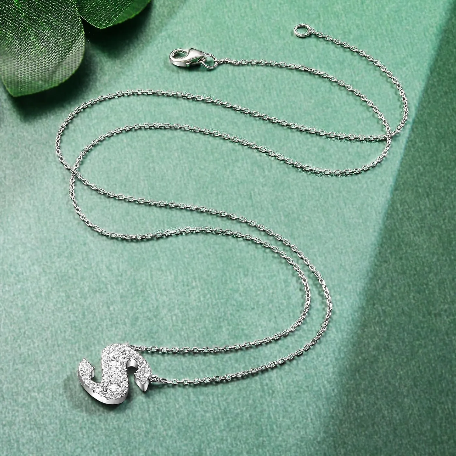 Letter A-Z Initial Necklace for Women 925 Sterling Silver Moissanite Created Diamond Pendant Charm Necklaces Fashion Jewelry for Her