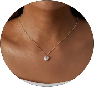 LEXODY Dainty Heart Necklace Tiny Heart Pendant Choker Necklaces Small 14k Gold Plated Cute Open Heart Chain Necklace for Women Minimalist Jewelry Necklace for Women