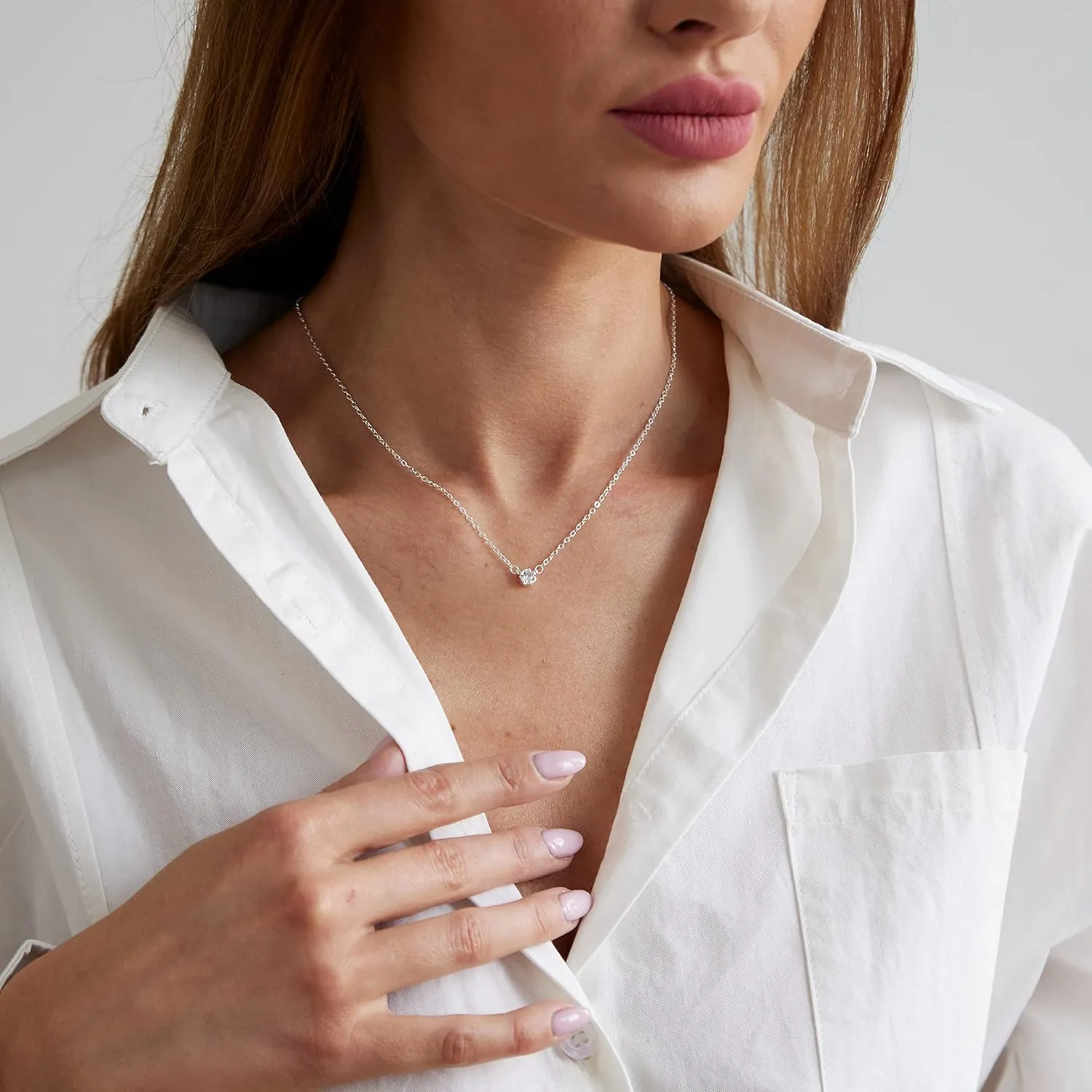 LEXODY Diamond Necklaces for Women, Dainty 14k Gold Plated Leaf Pendant Necklace Layered CZ Necklace Simple Choker Necklaces for Women Trendy Jewelry Gifts