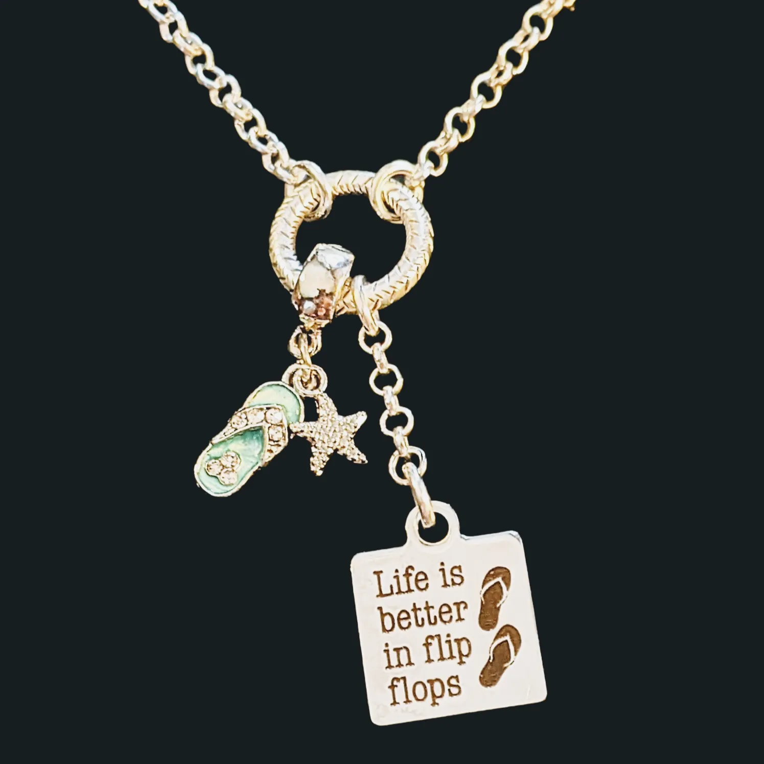 Life is Better in Flip Flops Charm Keeper Necklace - 18-24 inch