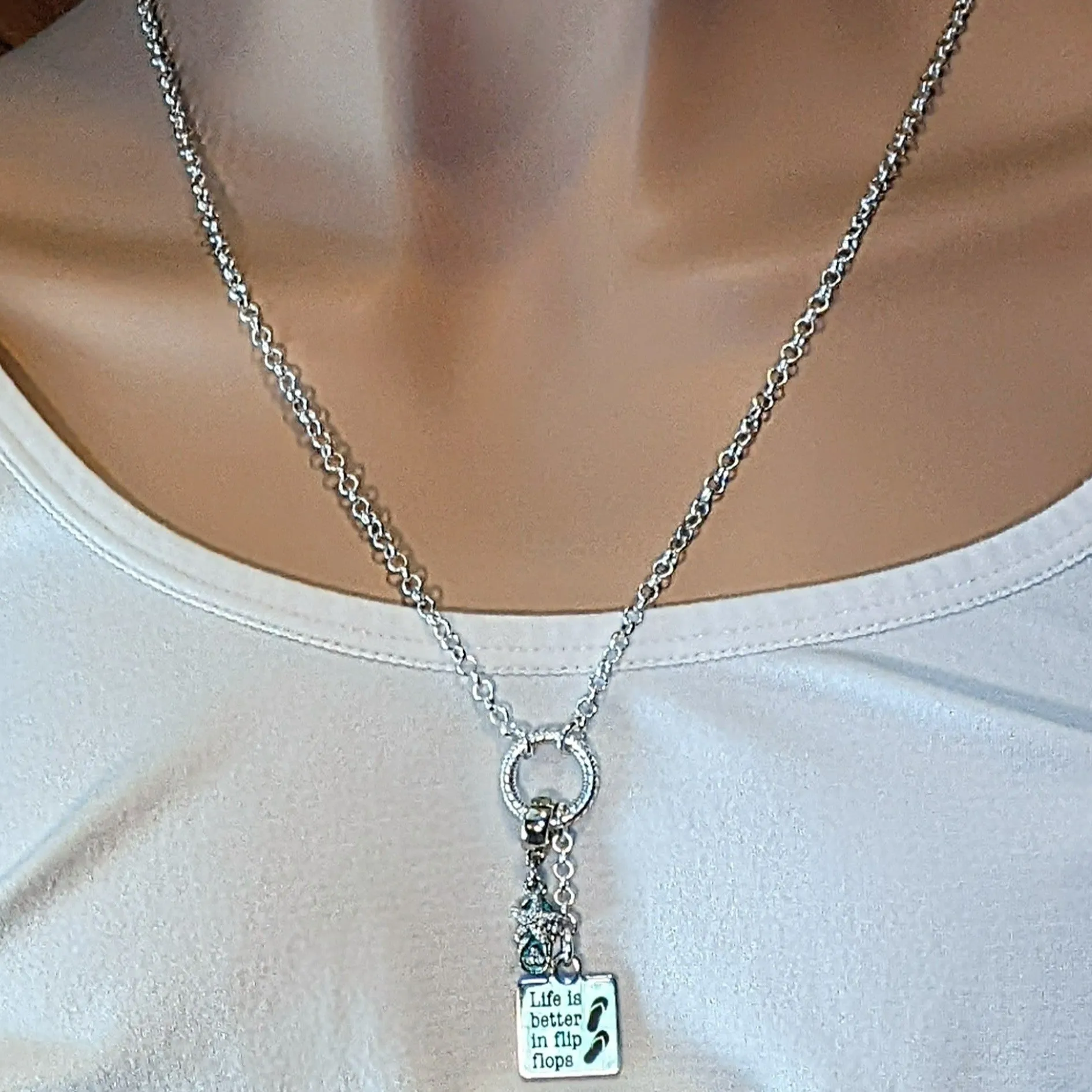 Life is Better in Flip Flops Charm Keeper Necklace - 18-24 inch
