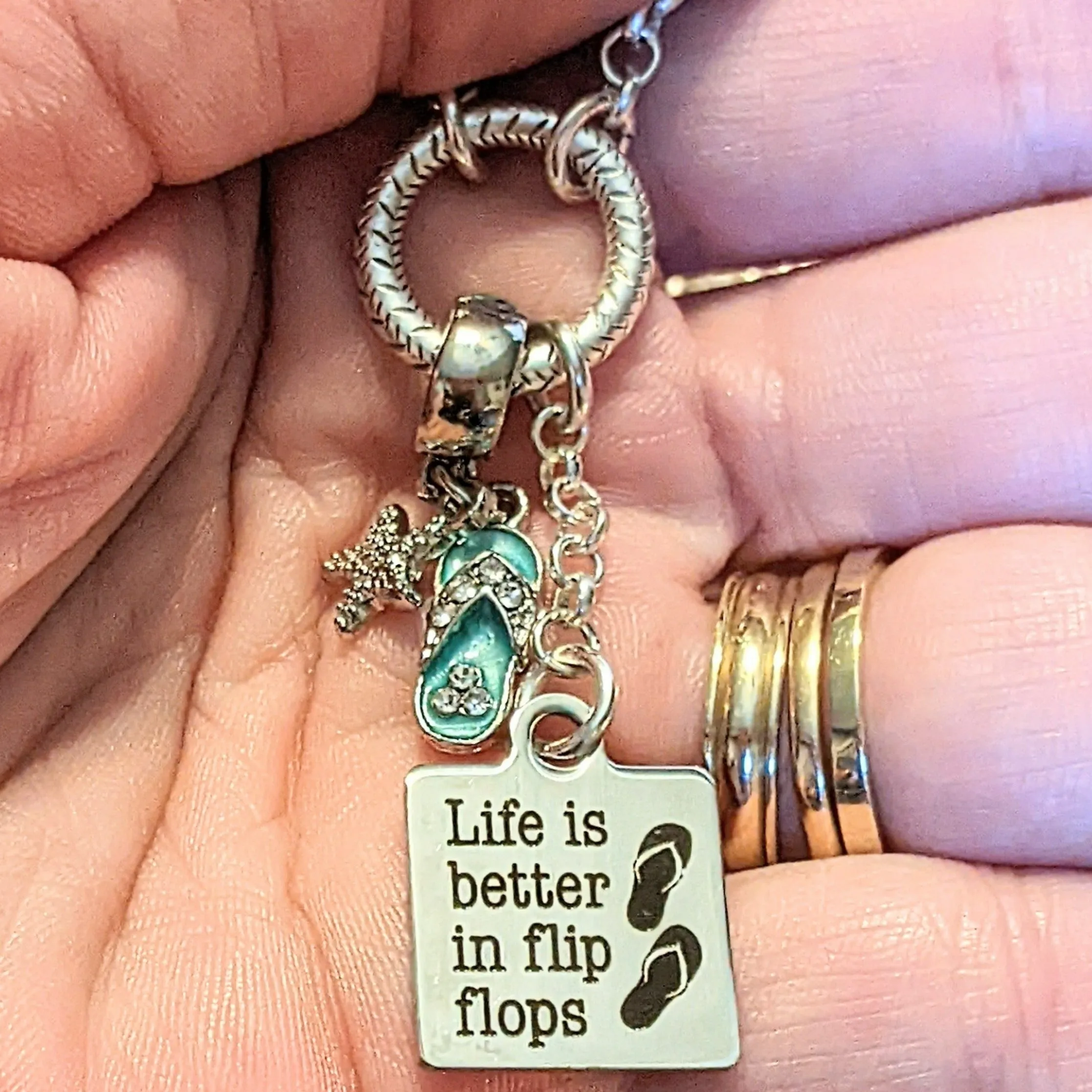 Life is Better in Flip Flops Charm Keeper Necklace - 18-24 inch