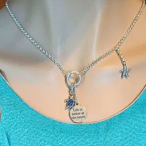 Life is Better On the Beach Charm Keeper Necklace - 18-24 inch