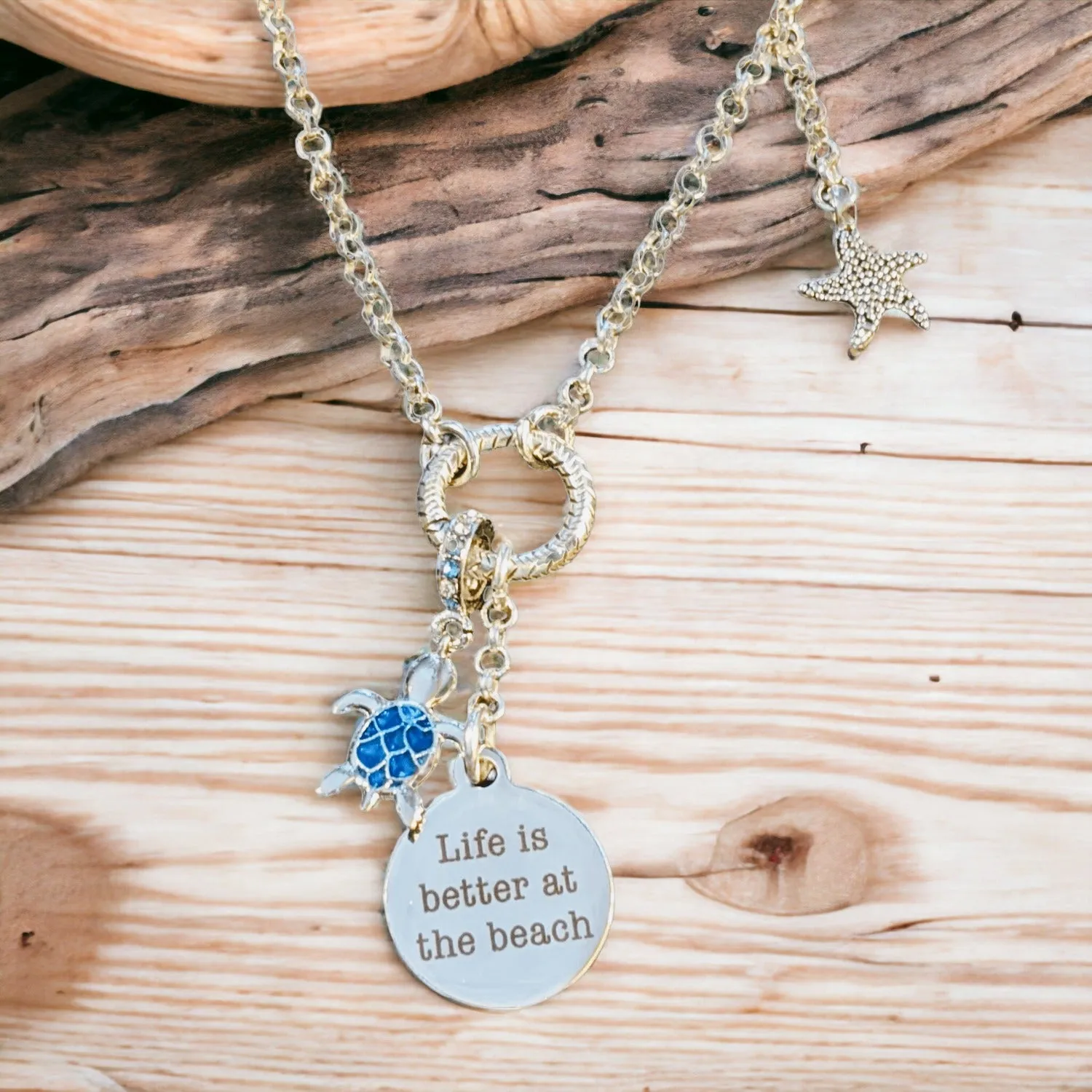Life is Better On the Beach Charm Keeper Necklace - 18-24 inch