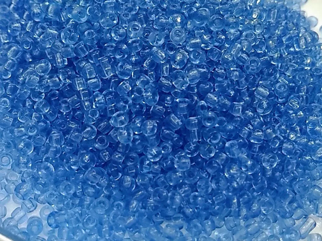 Light Blue Transparent Round Rocaille Glass Seed Beads (Wholesale)