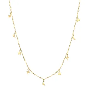 Lightning Star Moon Necklace Gold