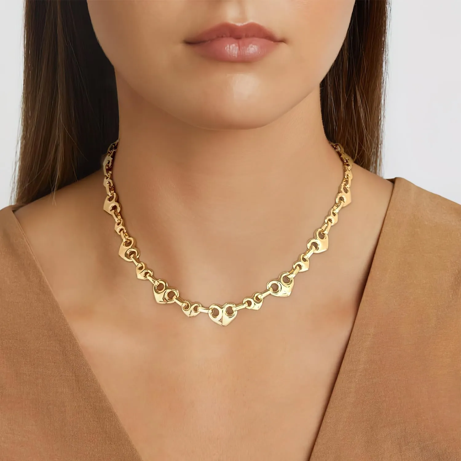 LILIE&WHITE Gold Necklaces For Women Chunky Necklaces Trendy Gold Link Chain Necklace Fashion Choker Necklace Women Jewelry Gift