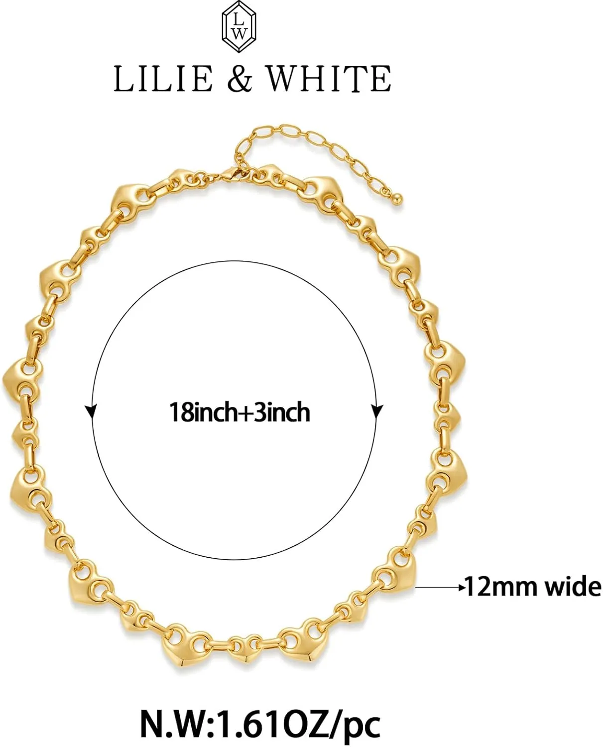 LILIE&WHITE Gold Necklaces For Women Chunky Necklaces Trendy Gold Link Chain Necklace Fashion Choker Necklace Women Jewelry Gift