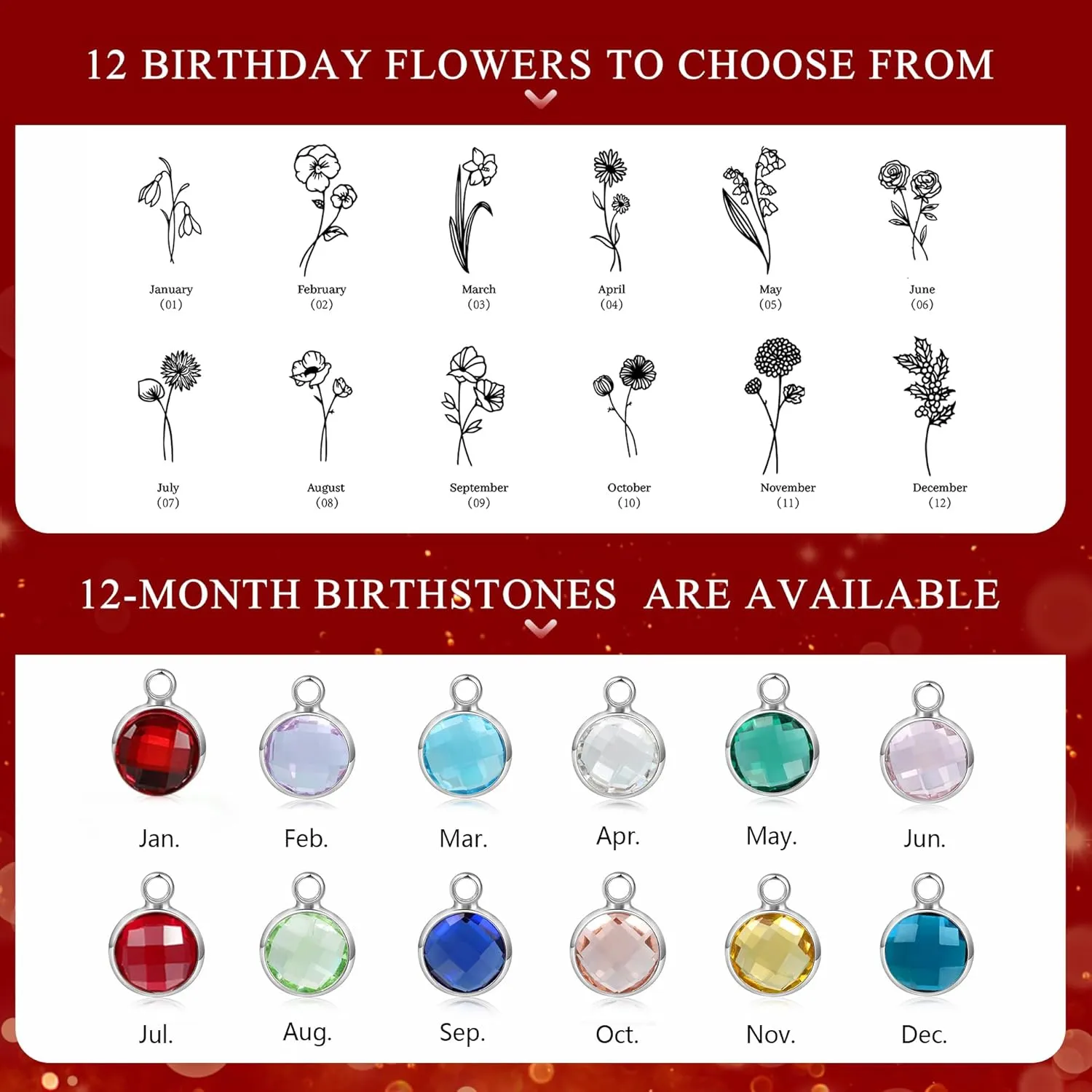 Locket Necklace for Women - Heart Locket Necklace Customized Photo Name Birthstone and Birth Flower - Jewelry Gifts for Women