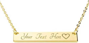 LONAGO Personalized Bar Pendant Necklace Engraved Name Bar Necklace