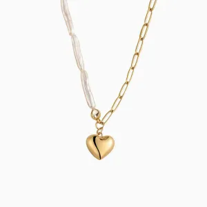 Long Baroque Pearl Heart Pendant Necklace