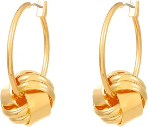 Long Knot Stud Earrings for Women Gold Geometric Statement Earrings Chunky Gold Silver Knot Hoop Earrings Statement Stud Earrings Minimalist Jewelry Gift