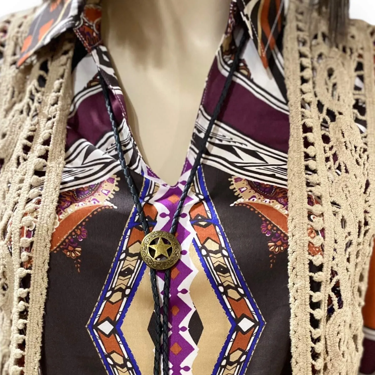 Long Lone Star Bolo Tie