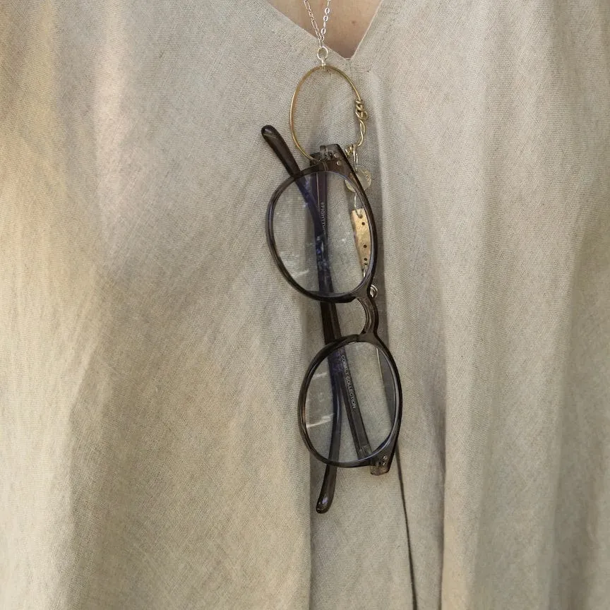 Long Mixed Metal Dangly Charm Pendant Necklace
