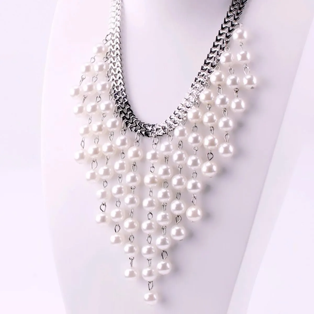 Long Tassel Chunky Boho Coin Statement Necklace For Women Silver