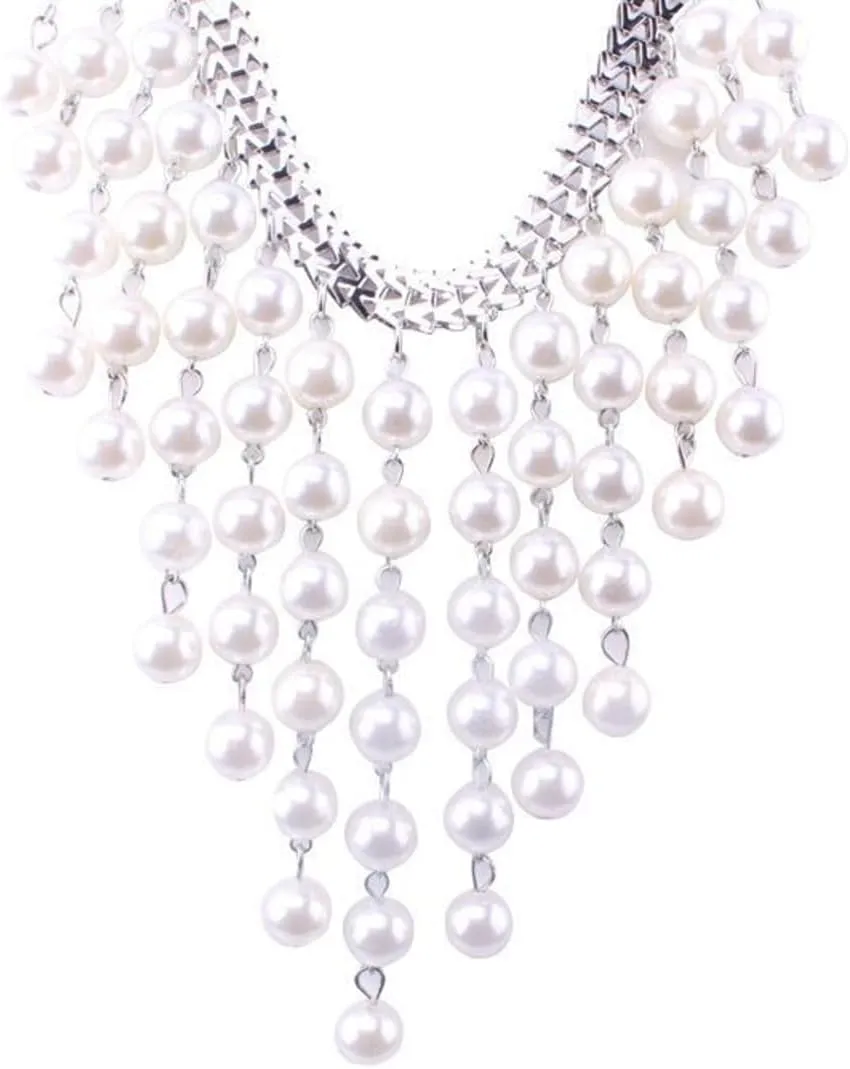 Long Tassel Chunky Boho Coin Statement Necklace For Women Silver