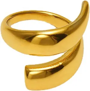 Loqimu Minimalist Twisted Band Rings Size 7 Gold Stainless Steel Midi Stackable Rings Thumb Index Finger Ring Chunky Rings for Women Teen Girls Jewelry