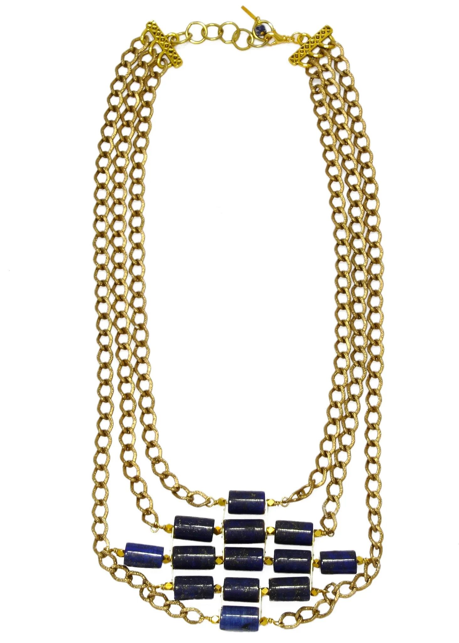 Lorreto Lapis Tube Beaded Blue Necklace