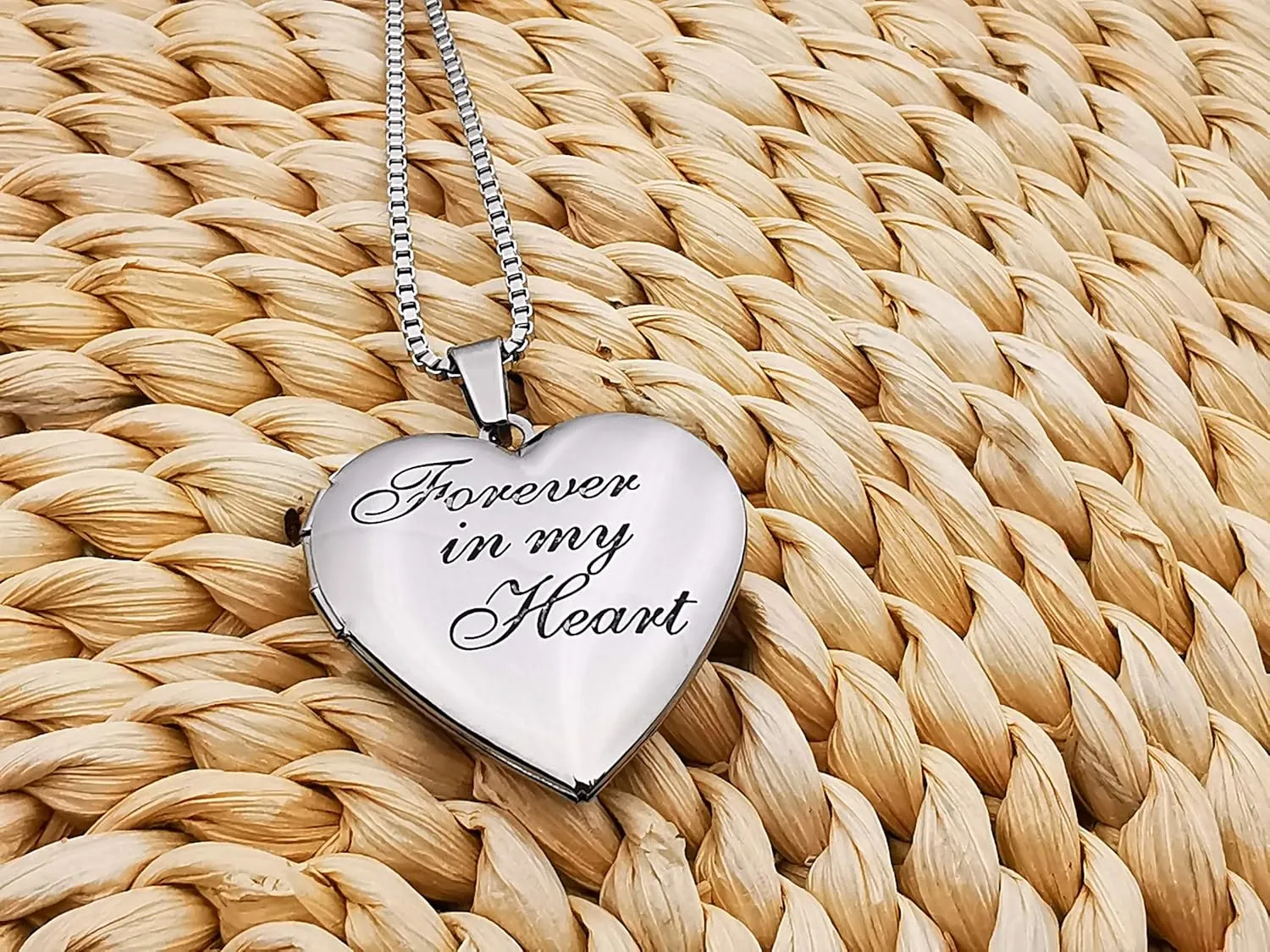 Love Heart Locket Necklace That Holds Pictures, Initial Alphabet A-Z Photo Lockets