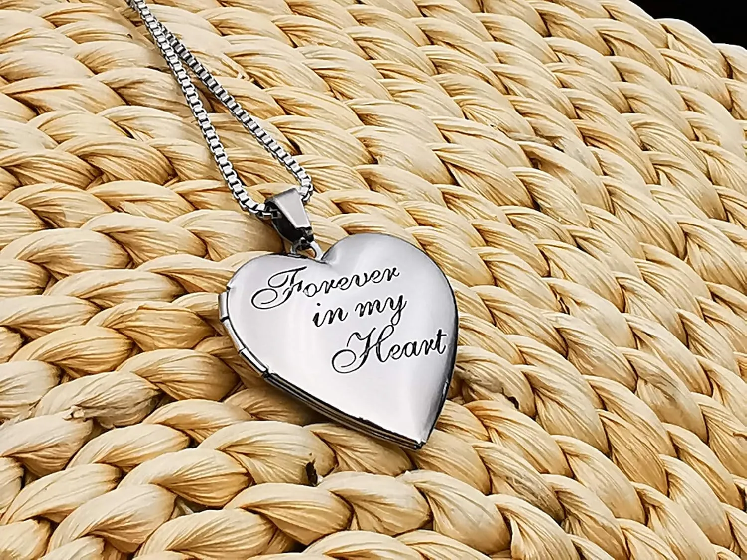 Love Heart Locket Necklace That Holds Pictures, Initial Alphabet A-Z Photo Lockets
