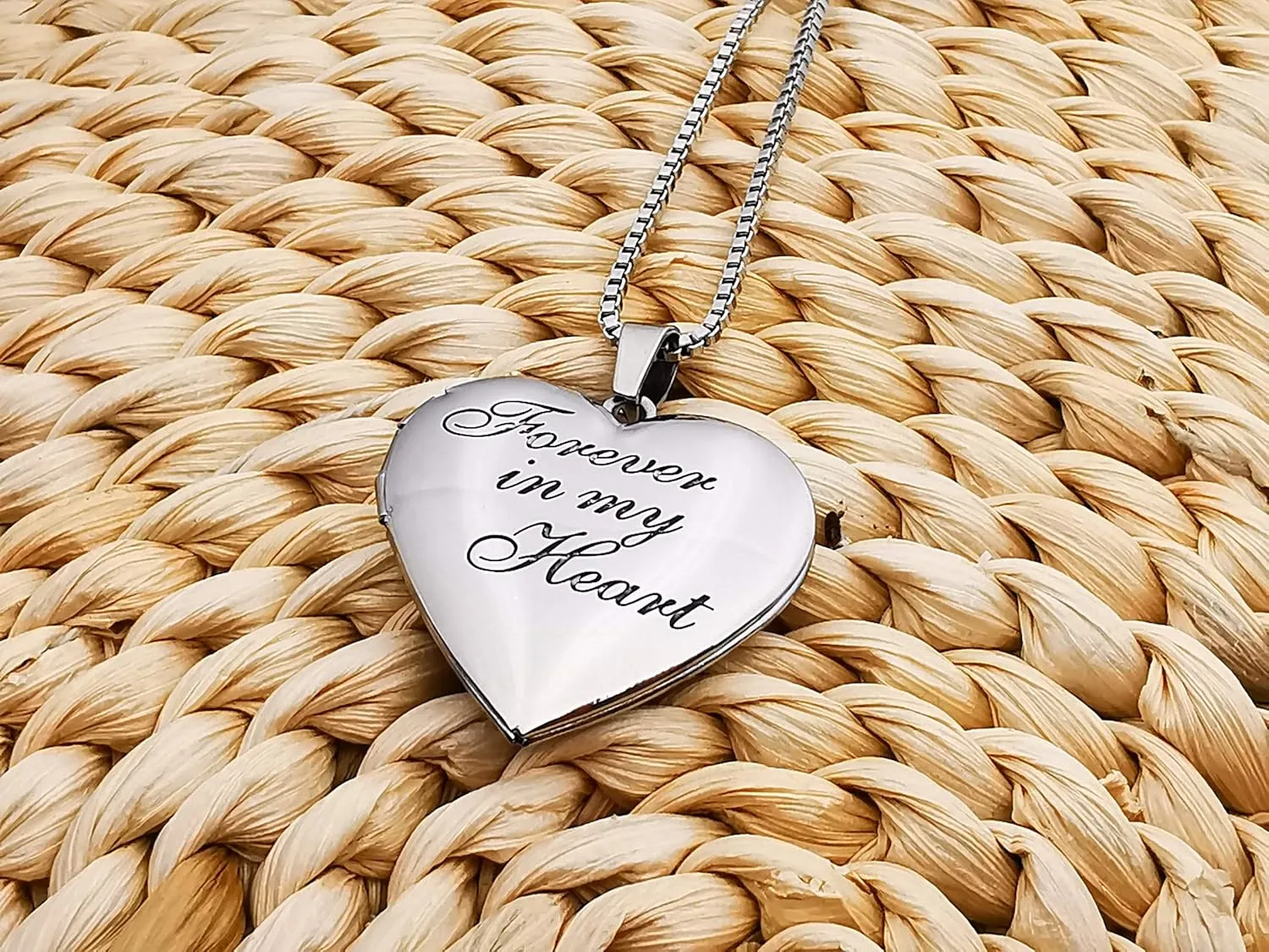 Love Heart Locket Necklace That Holds Pictures, Initial Alphabet A-Z Photo Lockets