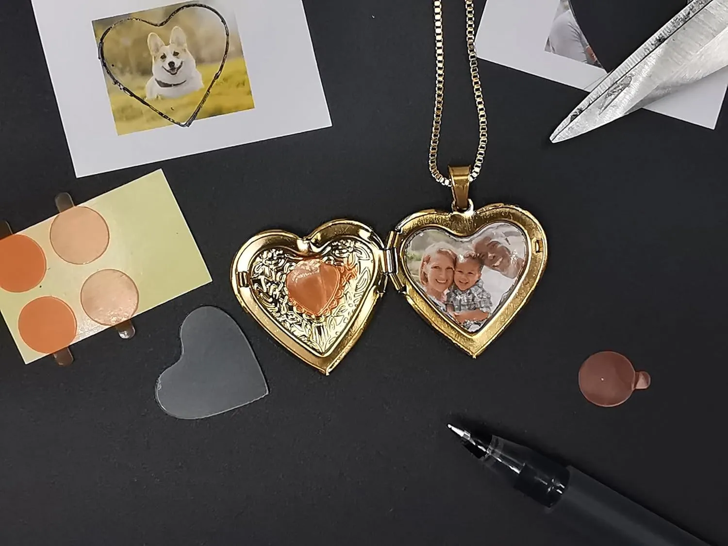 Love Heart Locket Necklace That Holds Pictures, Initial Alphabet A-Z Photo Lockets