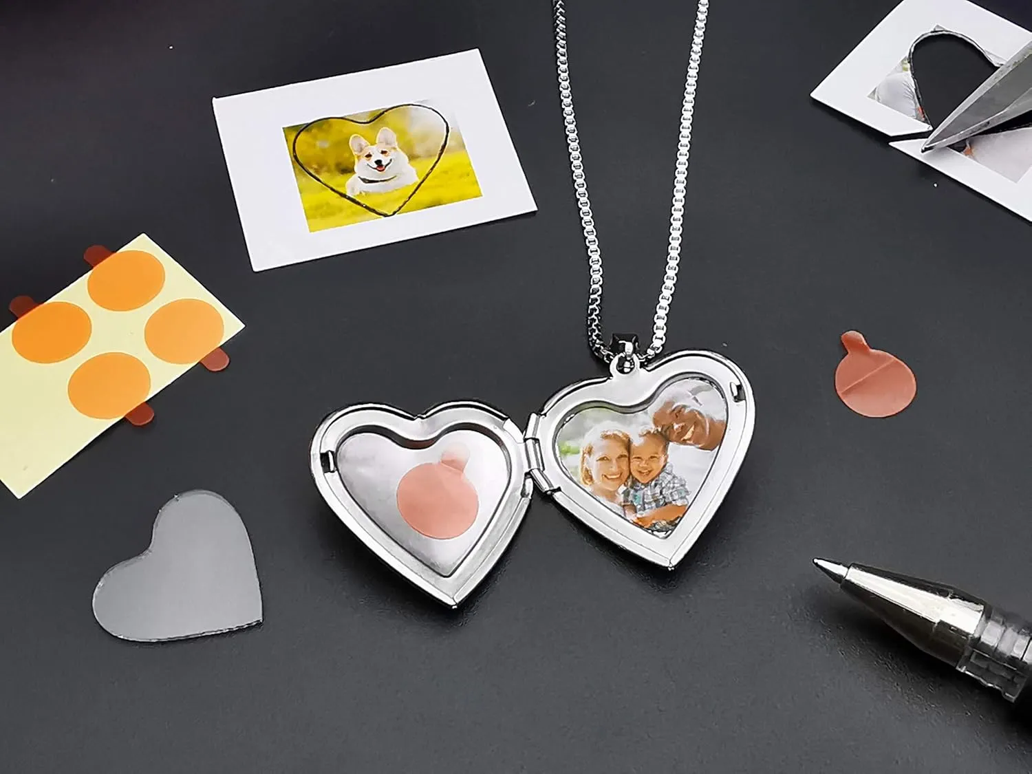 Love Heart Locket Necklace That Holds Pictures, Initial Alphabet A-Z Photo Lockets